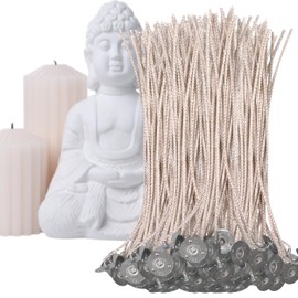 100PCS Pre-Waxed Candle Wick - 8 Inch Thick Candle Wick with Metal Base for Candle Making Cotton Food Grade Wicks for Butter Candle Wicks for Soy Wax Long Wicks for Candlemaking Set