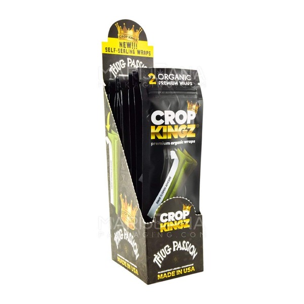 Crop Kingz Premium Organic Wraps - Self Sealing Wrap -15 Pack Display, 2 Rolls Per Pack (Thug Passion)