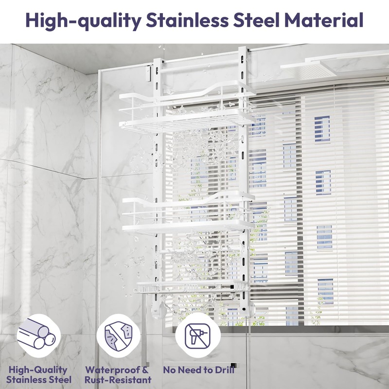 SWTYMIKI Over the Door Shower Caddy - 3 Tier Adjustable
