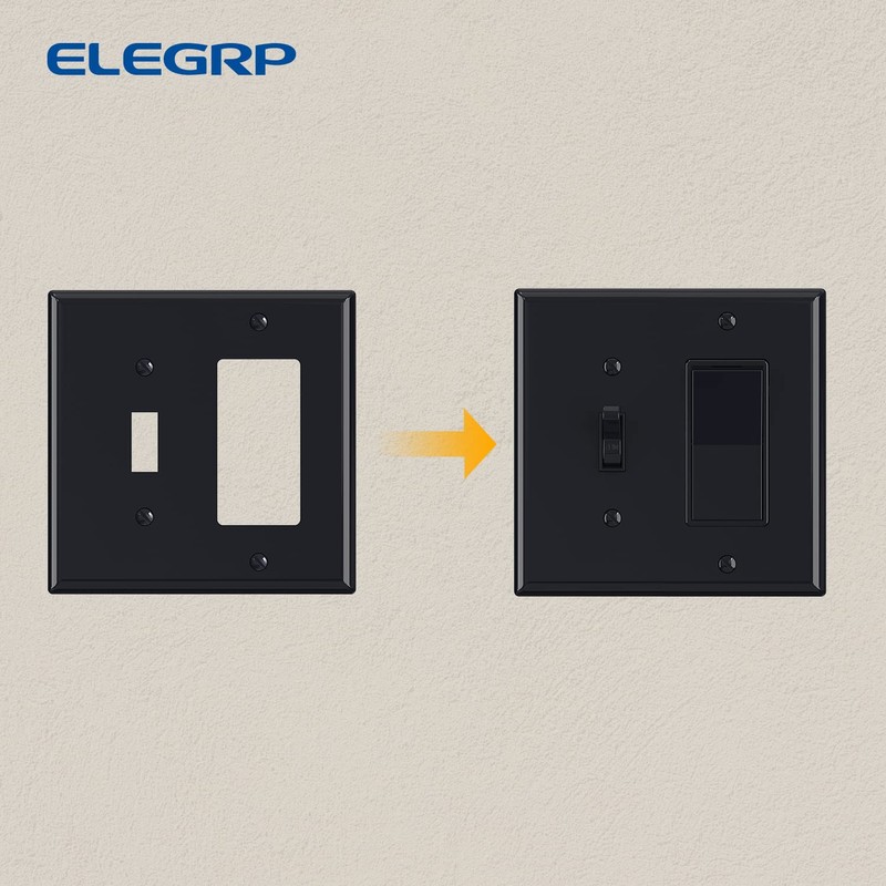 Combination Wall Plate ELEGRP 2-Gang 1-Toggle Light Switch 1-Decorator/GFCI Device