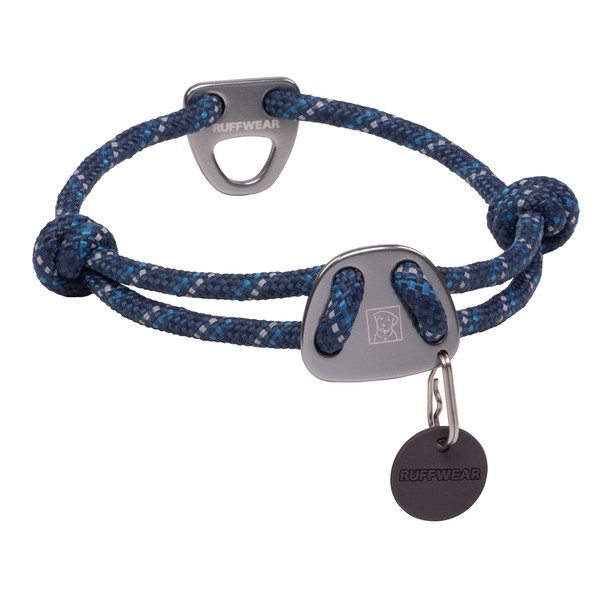 RUFFWEAR Knot-a-Collar, Reflective Adjustable Rope Dog Collar, 20"-26", Blue Moon