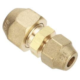 PATIKIL 1/4" to 3/8" Pipe Extension Joint Connector, 2pcs Free Welding Brass Pipe Coupler Reducer Adapters with 4pcs Flare Nuts for Air Conditioner Refrigeration