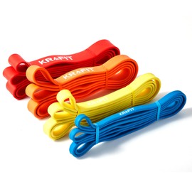 KRAFIT Fitness Bands & Resistance Bands Set - 4 Strengths for Strength Training, Pilates, Calisthenics & Yoga - Tear-Resistant, Non-Slip & Portable - Ideal for Home, Gym & Outdoor Use