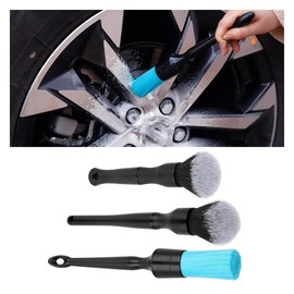 3PCS Ultra-Soft Car Detailing Brush Set - No Scratch Car Exterior and Interior Detail Brushes - Auto Cleaning Brush Kit Car Care Cleaner Duster Supplies for Wheels, Engine, Air Vent (Soft Hair)