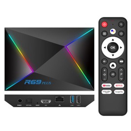 EASYTONE Android 14 TV Box 2025, Android TV Box 14.0 4GB RAM 64GB ROM 1000M Ethernet R69 Plus Smart Box 4K 8K WIFI6 H728 Octa-core 2.4G 5.8G Dual WiFi BT5.0 USB 3.0