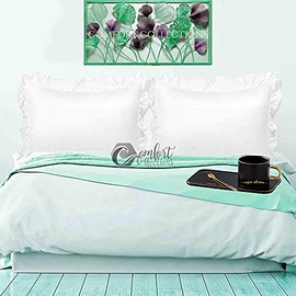 Soft Santiago Ruffle Frill Pillow Case Cover Pair Easy Care Plan Dyed Pillowcases White 50cm x 75cm Approximate