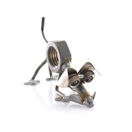 Modern Artisans Scout The Sniffing Dog Reclaimed Metal Desk Pet, 6",American Made