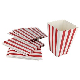 IHYjinchoo 5 Pcs Mini Red & White Striped Popcorn Boxes - Bulk Paper Popcorn Containers for Movie Nights, Carnival Parties, and Snack Favors (5)