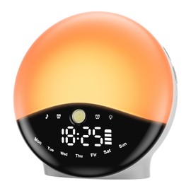 Lightoratory Wake Up Light Sunrise Alarm Clock for Bedrooms, Rechargeable Sound Machine Night Light, 28 Sleep Sounds, 12 Colors, Dual Alarms, White Noise Sound Machine for Baby and Adults