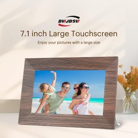 BWJBSW Digital Photo Frame 7 Inch, WiFi Digital Frame with HD IPS Touchscreen, 32GB Memory, Electronic Picture Frame Shares Photos/Videos via App, Supports Alarm, Calendar, Auto Rotate, 64GB SD Card