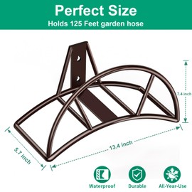 TomCare Garden Hose Holder Heavy Duty Water Hose Holder Wall Mount Hose Hanger Decorative Durable Garden Hose Storage Hose Reel Solid Metal Hose Stand Sturdy Hose Holders for Outside Yard, Bronze