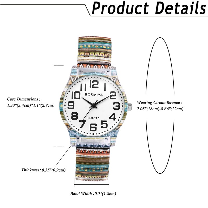 Lancardo Women Elastic Strap Wristwatch Big Number Dial Watch Rose