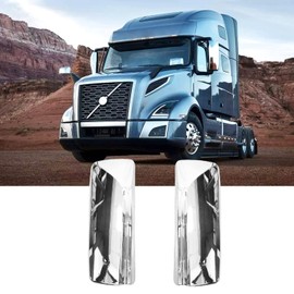 Grandroad Auto Chrome Door Mirror Covers Pair Set Compatible for Volvo VNL VNM Trucks 2004-2017, Left Driver and Right Passenger Side for Volvo Mirror Cover