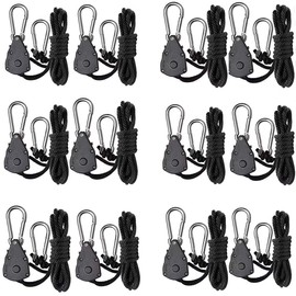 Green Hut 6 Pair of 1/8 inch Adjustable Rope Hanger Heavy Duty for Grow Light Rope Hangers Loose-Proof Design Light Fixture Hangers (12Pcs)