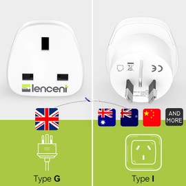 LENCENT 2X UK to Australia China Plug Adapter, Grounded Australian Travel Adapter for Australia New Zealand China Fiji Argentina and more (Type I)