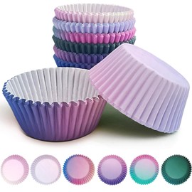 qiqee Standard Cupcake Liners 300-Count Food Grade Pink Blue Gradient Design Baking Cups Cupcake Wrappers (Standard Size, Disposable, Everyday Baking, Casual Gatherings)