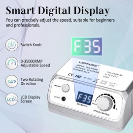 LIERKISS Professional Nail Drill 35000RPM Drill Nail Electric Nail File Nail Dril with 100pcs Sanding Bands and Nail Drill Bits for Acrylic Nail Drill Gel Nail Manicure Pedicure