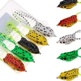 Funzhan Soft Frog Lures Topwater Bullfrog Shad Bass Baits Swimbaits Crankbaits Weedless Design Hook Rigs for Trout Crappie Saltwater Freshwater Set