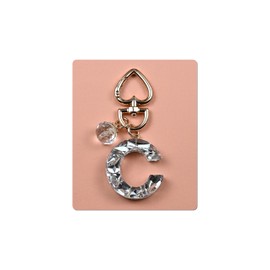 THE FRIGG Initial Letter Keychain Bling Gifts for Women Girls Backpack Bag Charm Accessories Cute Heart Crystal wallet Car keyring(C-white)