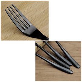 Vababa Tenedores para postre de acero inoxidable negro con acabado de espejo, 16 piezas, 7.2 pulgadas