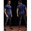 NELEUS Men's 3 Pack Compression Baselayer Athletic Workout T Shirts,5022,Black,Grey,Navy