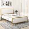 Giantex Full Size Gold Bed Frame with Velvet Headboard and