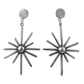 Large Solid 925 Sterling Silver Starburst Earrings Handmade Jewellery for Women
