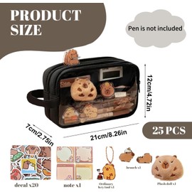 1Pc Cute Capybara Pencil Case,Capybara Wide Opening Mouth Pouch,Capybara Pencil Case Cute Pencil Case Aesthetic Capybara Pencil Box,Capybara Aesthetic Pencil Case,Transparent Capybara Cute Pencil Case