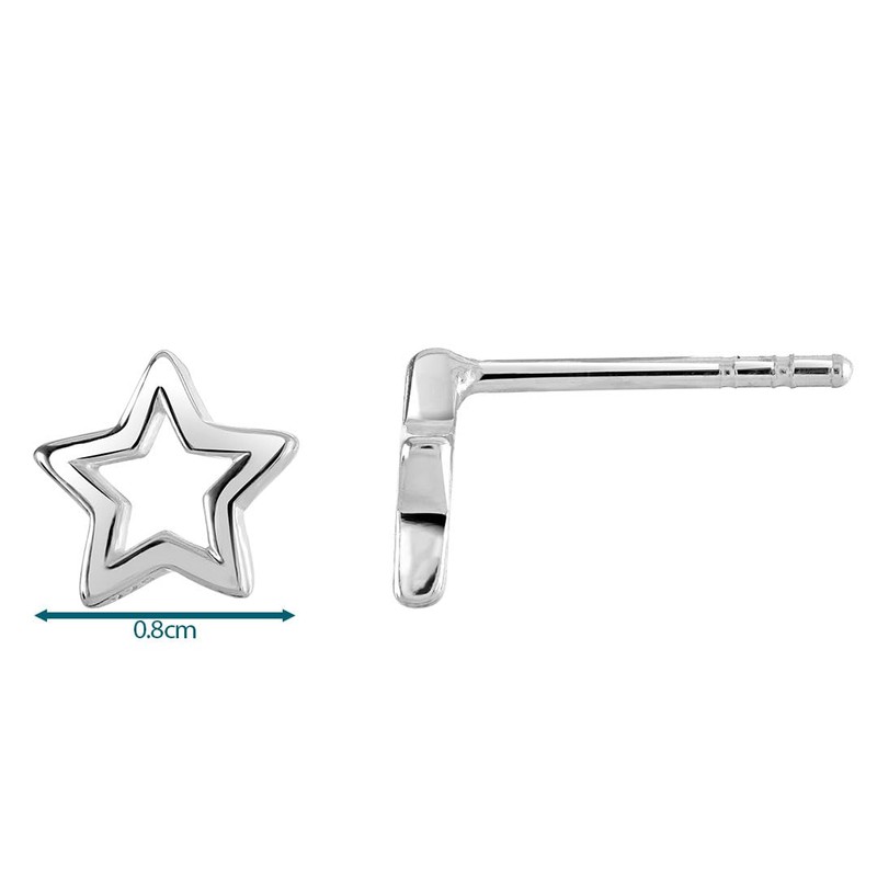 Dew Sterling Silver Open Star Stud Earrings