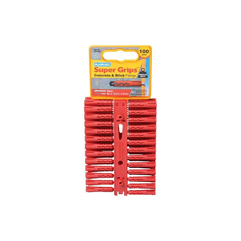 Plasplugs Super Grips Wall Plugs Red
