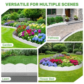 Vashly 40Ft Edging for Landscaping 5.9inch Tall Garden Edging with 40Pcs Anchoring Stakes, 40Pcs White Garden Edging Border Landscape Edging Flower Bed Edging Borders