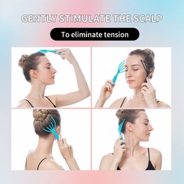 YAFIYGI 2Pack Head Massager for Hair Growth - Scalp Stimulating Handheld Massager for Deep Relaxation & Stress Reduction - Portable Spa Tool for Home, Office, and Travel (Blue+Pink)