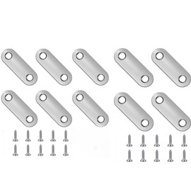 Flat Fixing Brackets, 10 Pcs Flat Straight Brace Brackets, Flat Plate Bracket, Stainless Steel Straight Bracket, Connecting Plates, Flat Support Corner Repair Connector, with 20 Screws