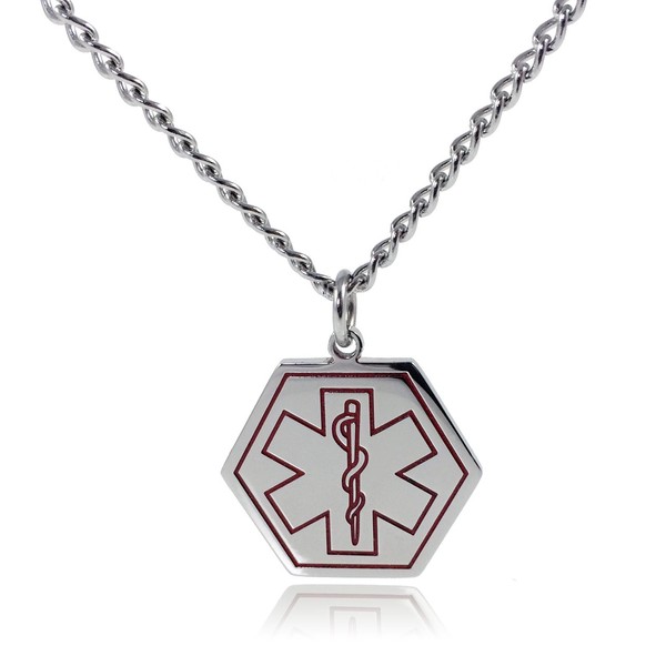 Max Petals - Pacemaker Medical Alert ID Stainless Steel Pendant Necklace with 26" Chain