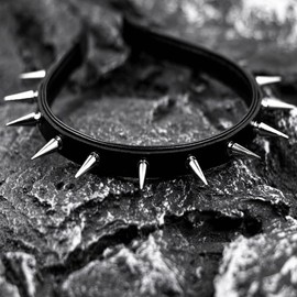 BaBakiak Spiky Leather Headband Punk, Emo Headband for Women, Spiked Punk Rock Party Accessory