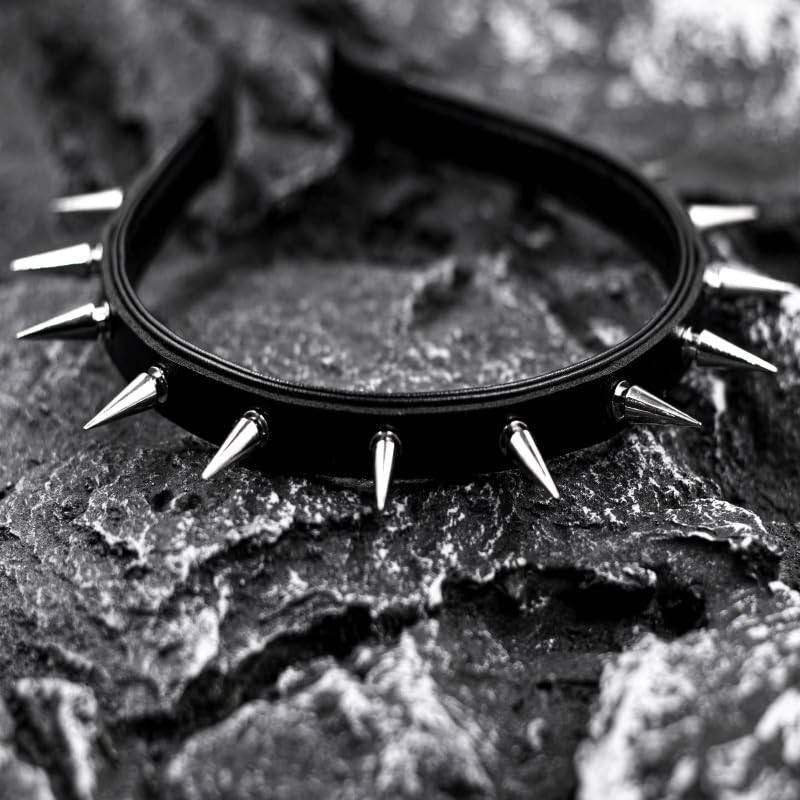 BaBakiak Spiky Leather Headband Punk, Emo Headband for Women, Spiked