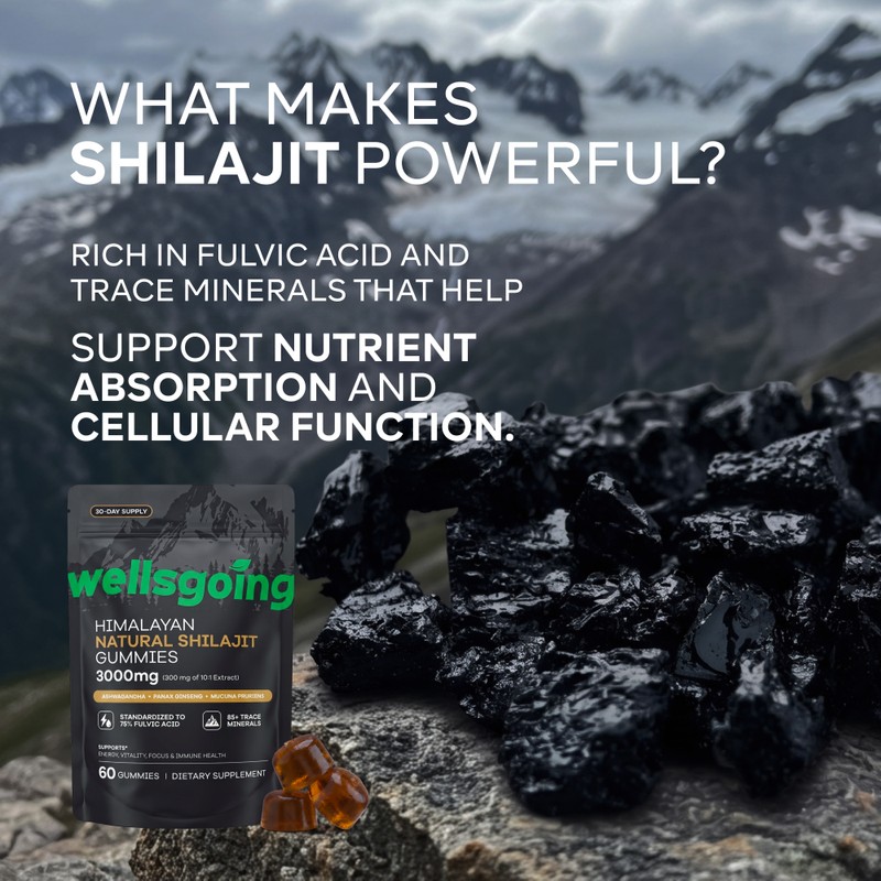 Shilajit Gummies for Men – 75% Fulvic Acid, Energy &