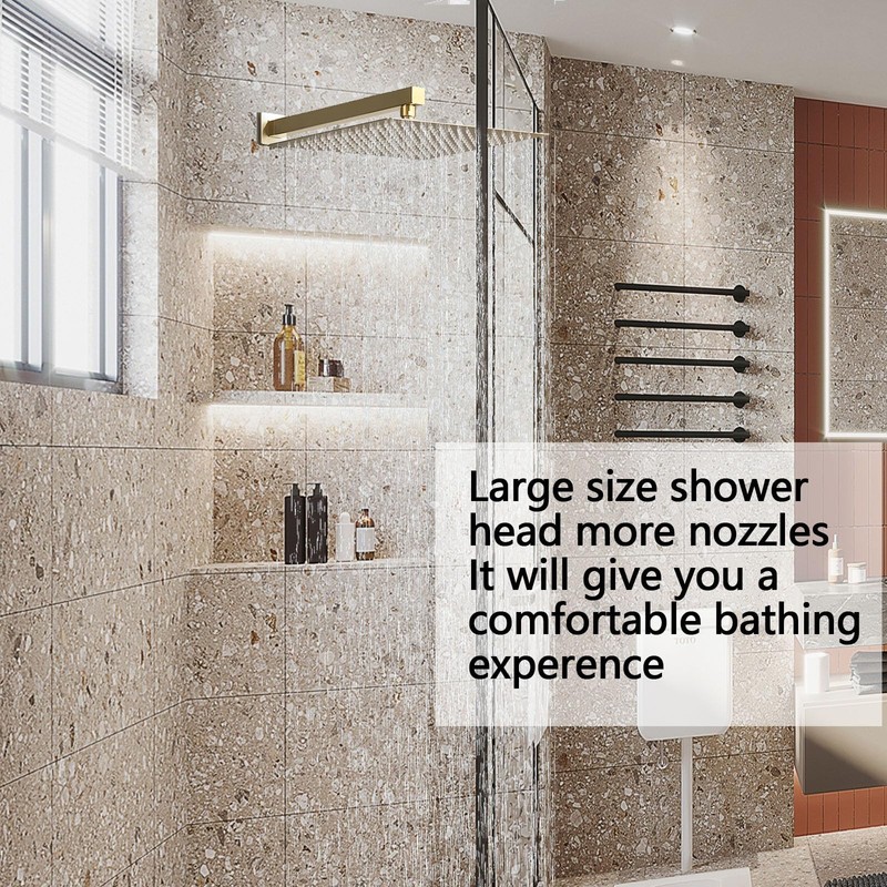 BELLEARLY 16 Inch Large Rainfall Shower Head High Pressure Square