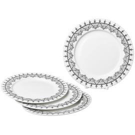 Gracie China by Coastline Imports Black Moroccan Rose Porcelain Dessert / Salad Plate 7.5-Inch (Set of 4) (S17478J-5/4)