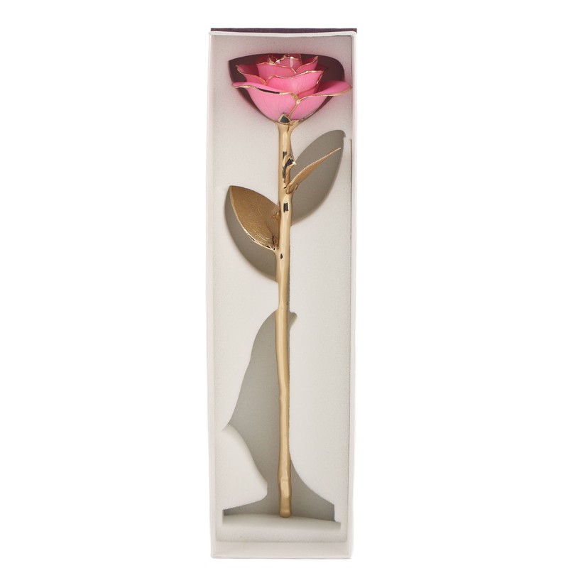 24K Gold Rose Dipped Golden Leaves Girlfriend Wife Valentine's Day