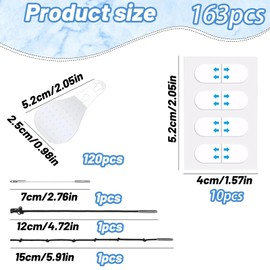 Face Lift Tape Invisible, V Edge Patches Face Lift, 163 Pcs Face Tape Kit, Includes 160 Tape Strips With 3 Ropes for Secure Fit, Suitable for Tightening Skin Makeup Lift Tools