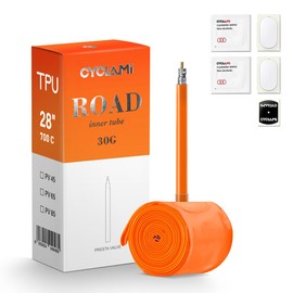 CYCLAMI 700C TPU Inner Tube Road Bike 30 g Ultralight Compatible with 700 x 18/23/25/28/30/32C - Bicycle Inner Tube 28 Inch Presta Valves 45 mm/65 mm/85 mm (1P-700c X 18-32c (65 mm Valve))