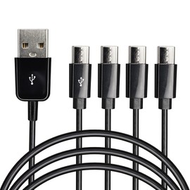 CERRXIAN USB Type C Splitter Charging Cable,4.9ft 4 in 1 Multi Charging Cable, USB A to 4 x USB Type C Y Splitter Data Snyc Cord(1.5m-4 USB C, Black)
