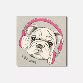 Unbranded Shar Pei Dog Headphones Music Animal 4'' X 4'' Square Wooden Coaster