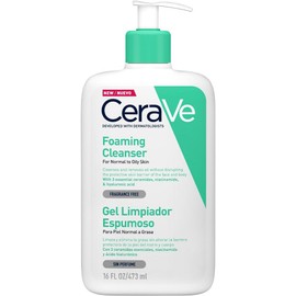CeraVe Gel Limpiador Espumoso para Piel Normal a Grasa con Ceramidas Esenciales, Niacinamida y Ácido Hialurónico que Protege e Hidrata la Barrera Natural de la Piel, 437ml