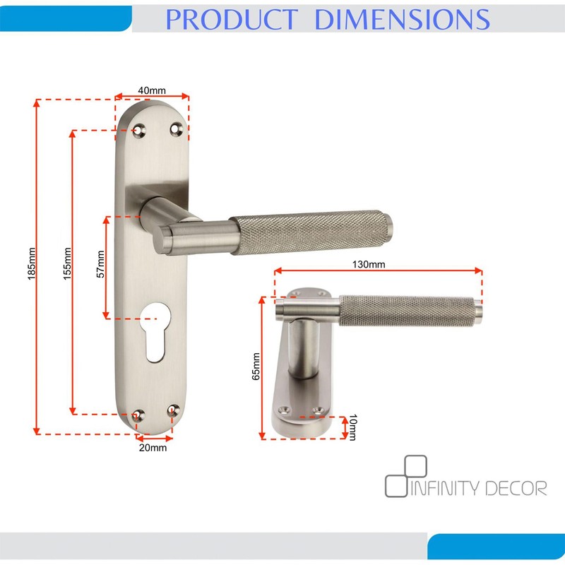 Infinity Decor Satin Nickel Knurled Euro Lever Lock Door Handle