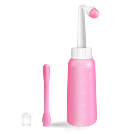 Ducha vaginal Peri Bottle - Cuidado posparto y perineal, botella multifuncional para duchas vaginales, 2 en 1: boquilla corta + boquilla larga, 500 ml, rosa