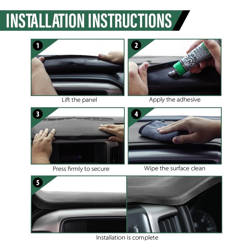 LQI TPE Dash Cover Dashboard Panel Black Compatible with Toyota