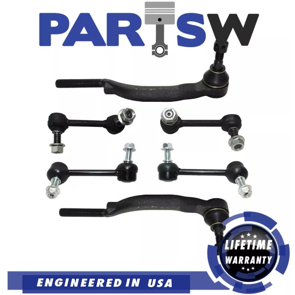 PartsW 6 pc New Front & Rear Stabilizer Bars Outer