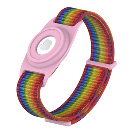 WATACHE Leichte und weiche elastische AirTags Uhrenarmbänder für Kinder und Sicherheit,Verlust- und Kratzschutz für die Positionierung des Airtag Tracker Armbands (Regenbogenfarben mit Farbverlauf)